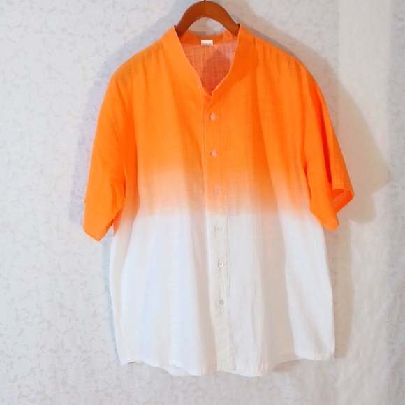 Other - 🔥Men's Short-sleeved Shirt with Ombre Collarless Button-down shirt
